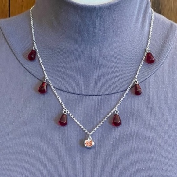 Persephone Greek Roman Goddess Pomegranate and Seeds Handmade Silver Necklace - Picture 8 of 16